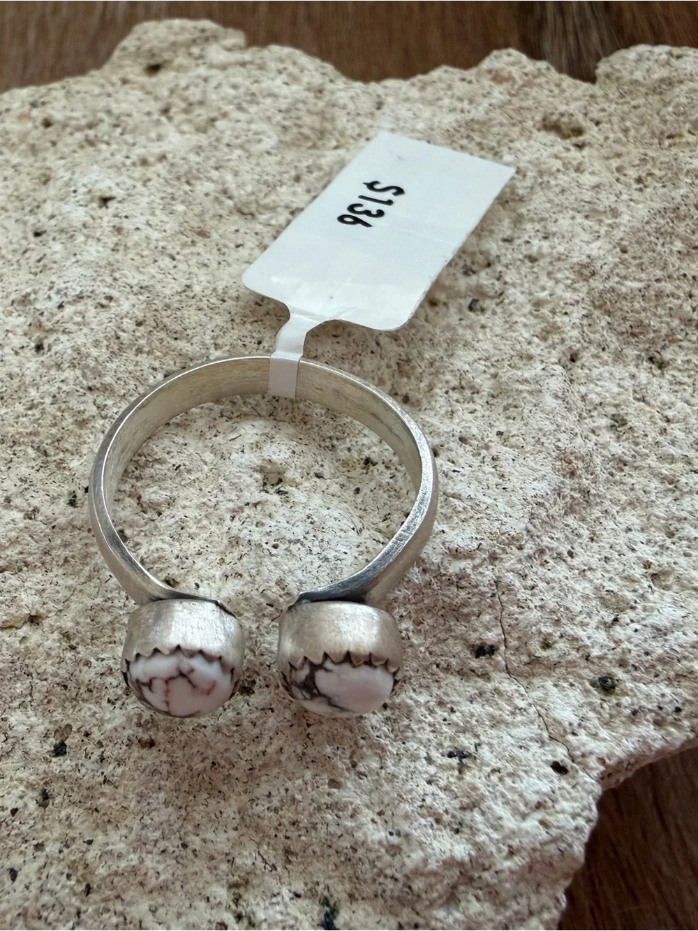 ❤️ Wild Horse Jasper Magnesite Sterling Silver Floater Ring Sz 9.5+ Adj Unisex